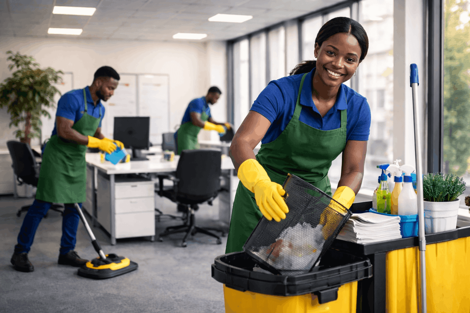 SPS cleaning team maintaining an office facility