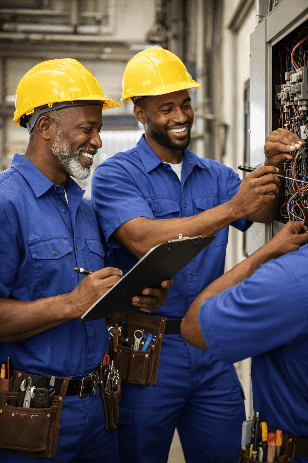 SPS maintenance workers checking technical systems